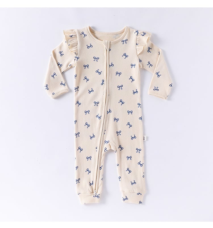 blue ribbon long rompers