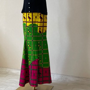 African Fabric Vintage Godet Skirt W196
