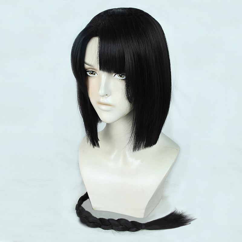コスプレ耐熱ウィッグ ナチュラウルブラック ワンレン ロング三つ編み