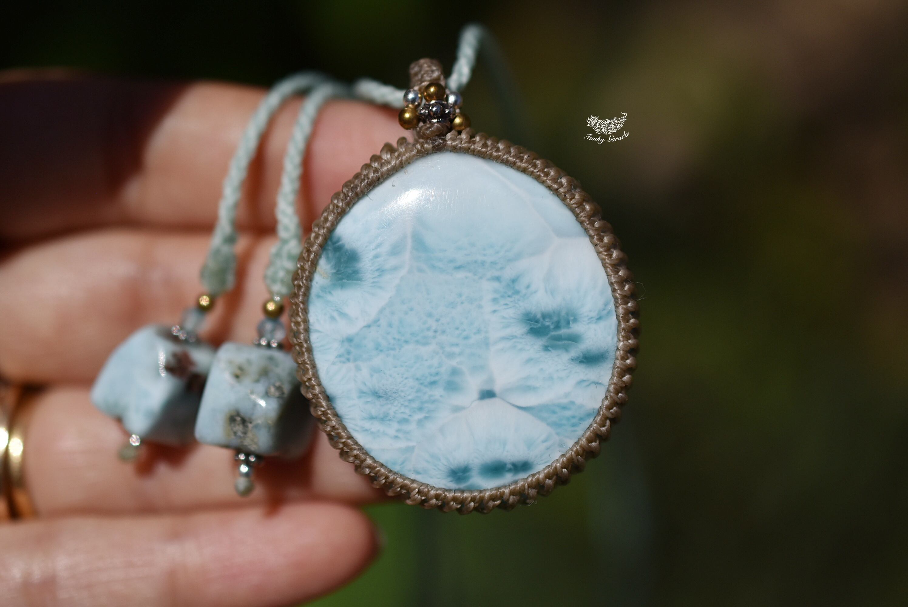 波の世界☆大粒☆ラリマー マクラメネックレス1124 | Funky garuda