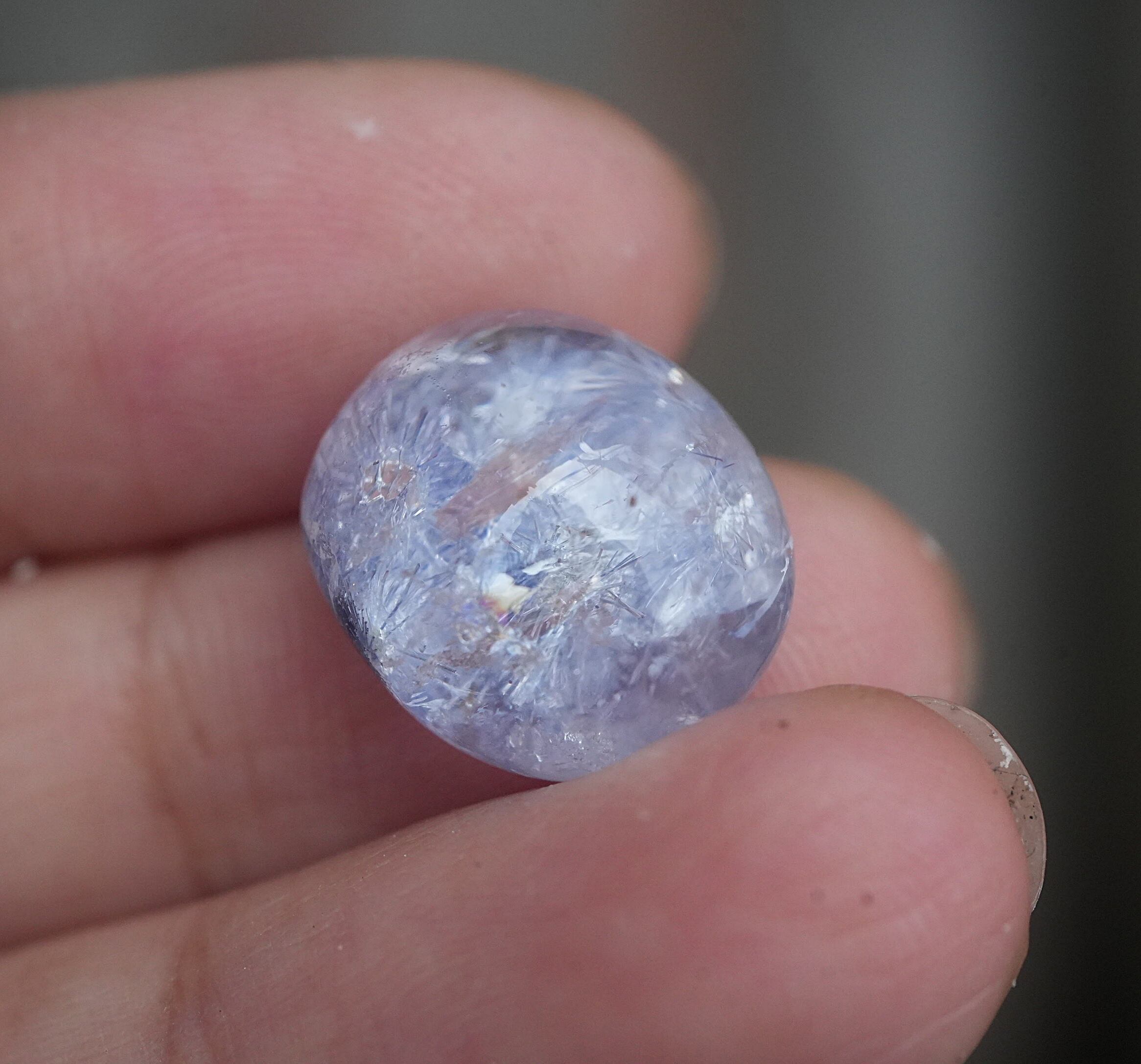 レア 水晶ルチル花☆デュモルチェライトインクォーツ ルースs1515