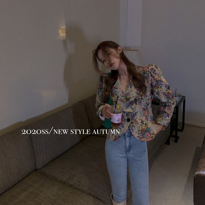 香港ウィンドヘビーインダストリーズレトロプリントインタイドショートジャケットレディース2020年秋ワイルドスリムトップの新バージョン ブラックストロベリース90076518601