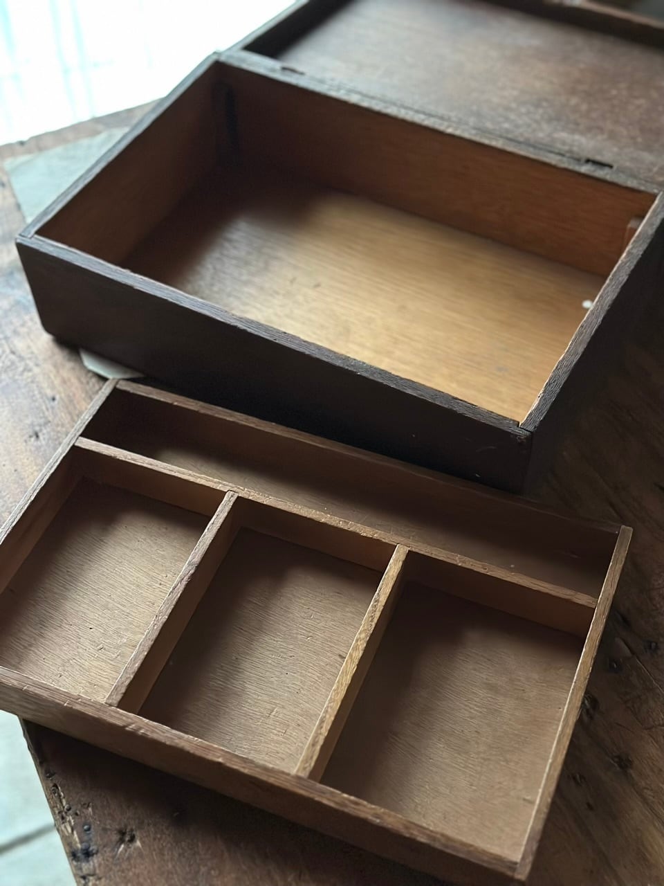 木箱　アンティーク　ウッドボックス 二段式 木製道具箱 木箱 収納ウッドボックス | Brocante de La Cocotte