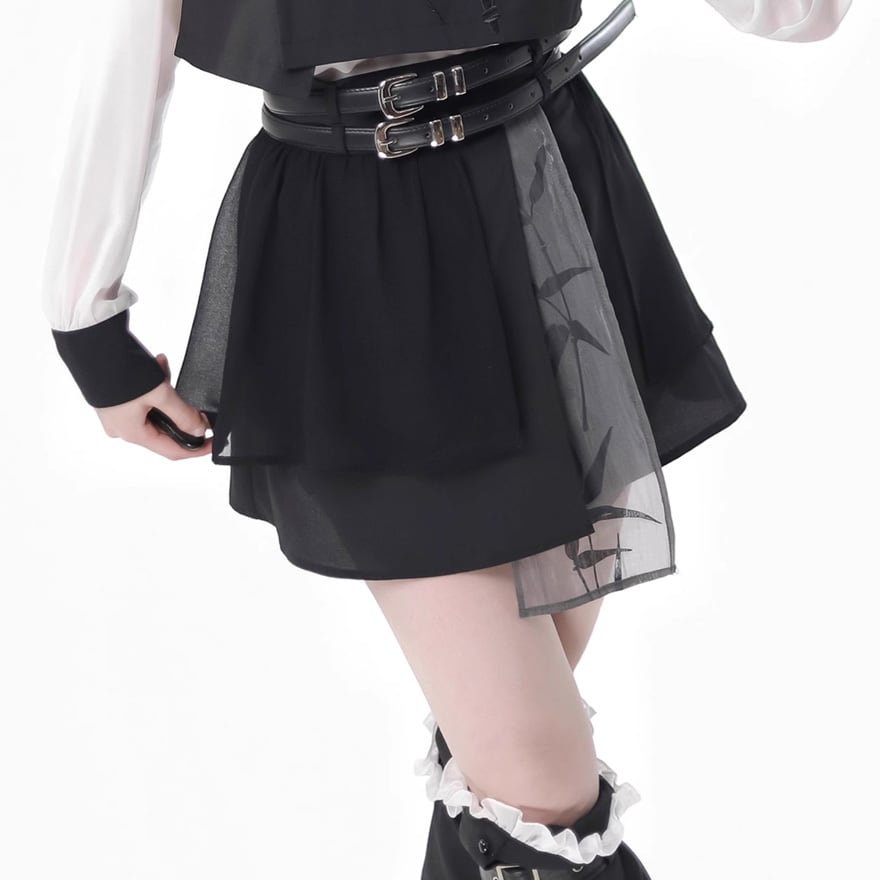 地雷系アイドル風ひざ丈ミニスカート 魅力的なデザイン とんでもなく