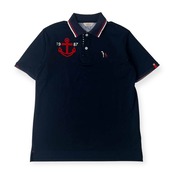 adabat アダバット マリンデザイン 鹿の子 半袖 ポロシャツ 48/ネイビー メンズ ゴルフ