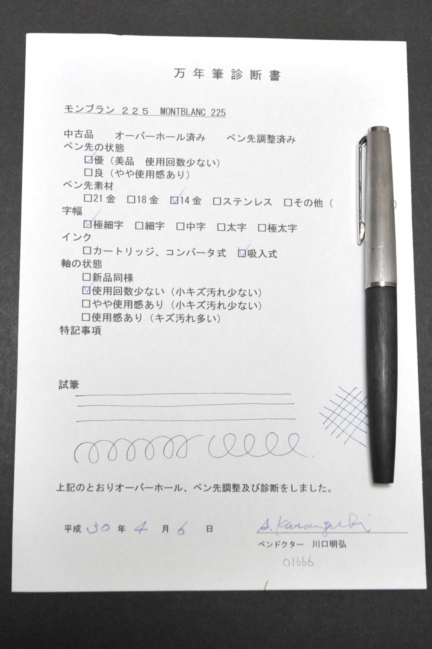 お手軽価格で贈りやすい □ モンブラン社製:No.225 万年筆 prueba