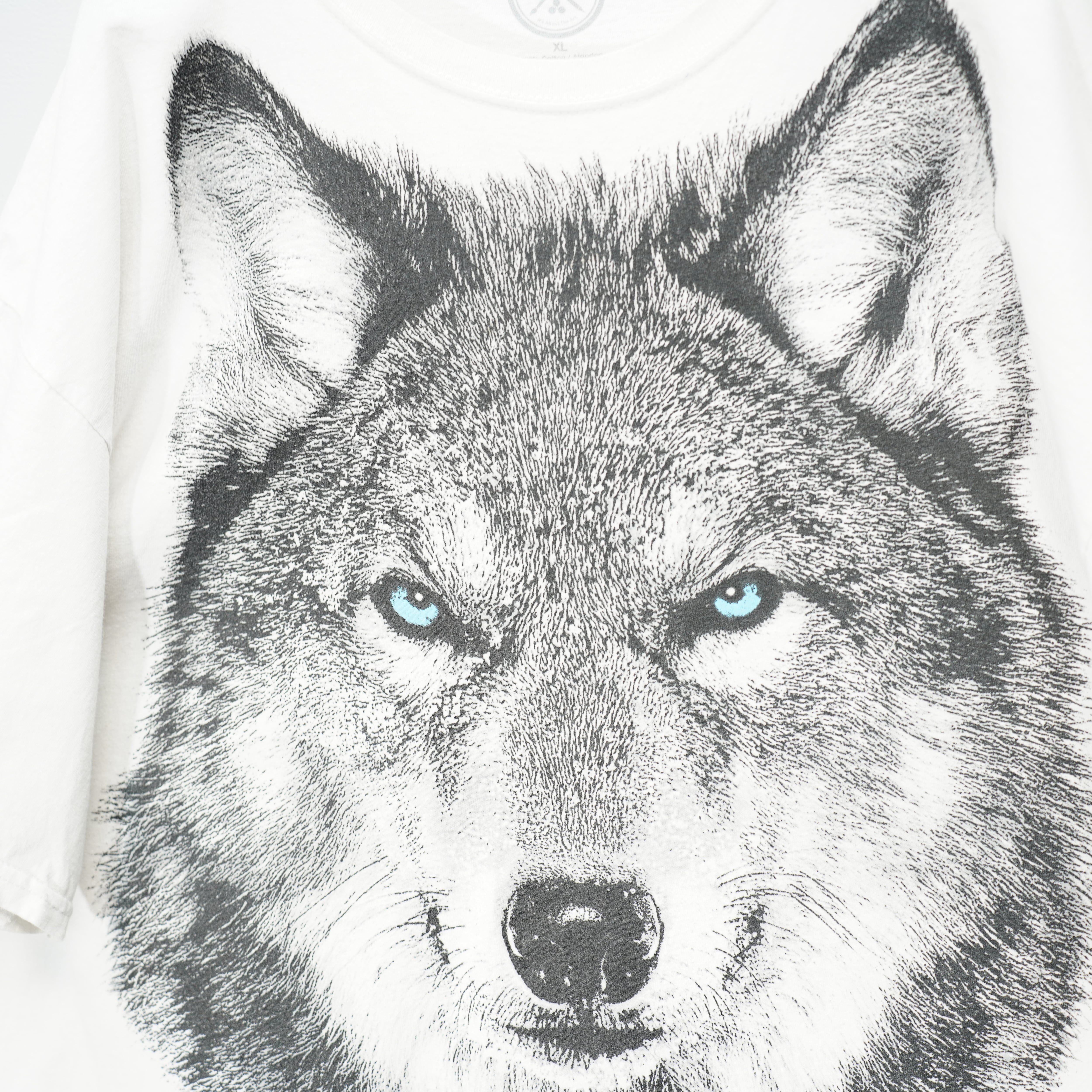 USA VINTAGE DOM WOLF FACE PRINT DESIGN OVER T SHIRT/アメリカ古着