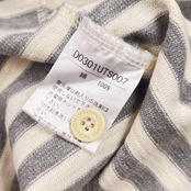 Mademoiselle NON NON マドモアゼルノンノン ボーダー ヘンリーネック 七分袖 Tシャツ カットソー M/グレー×ホワイト レディース