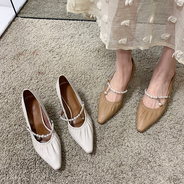 ヒールスプリングセット パールスタイル 靴 シューズ ハイヒール 春物 真珠 部族の婦人靴56759365427