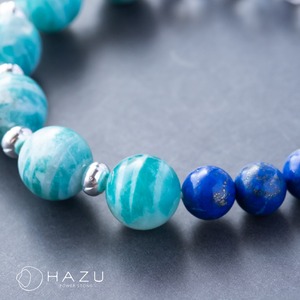 希望と運気を呼ぶ爽やかブルーブレス［ゼブラアマゾナイトインシリカ／ラピスラズリ／水晶］