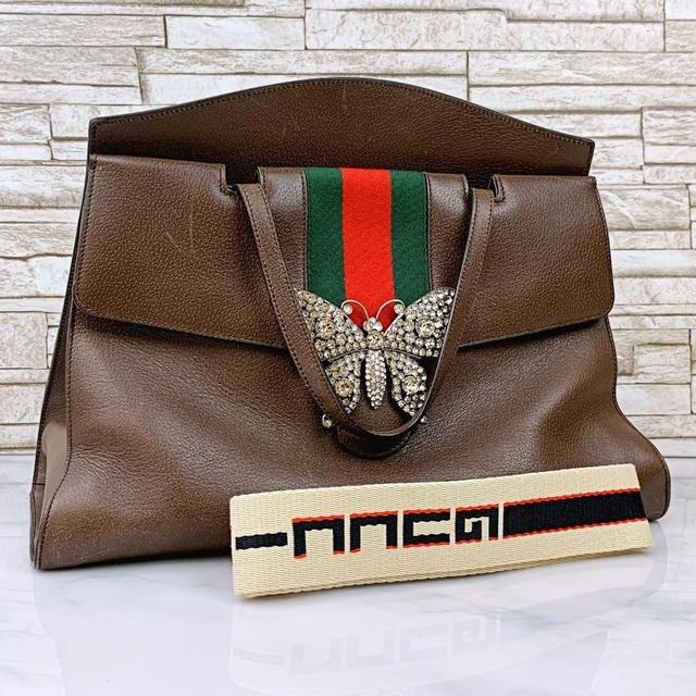 グッチ トートバッグ ショルダー付 シェリーライン バタフライビジュー