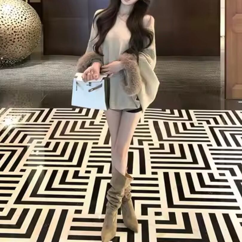fur sleeve relax knit