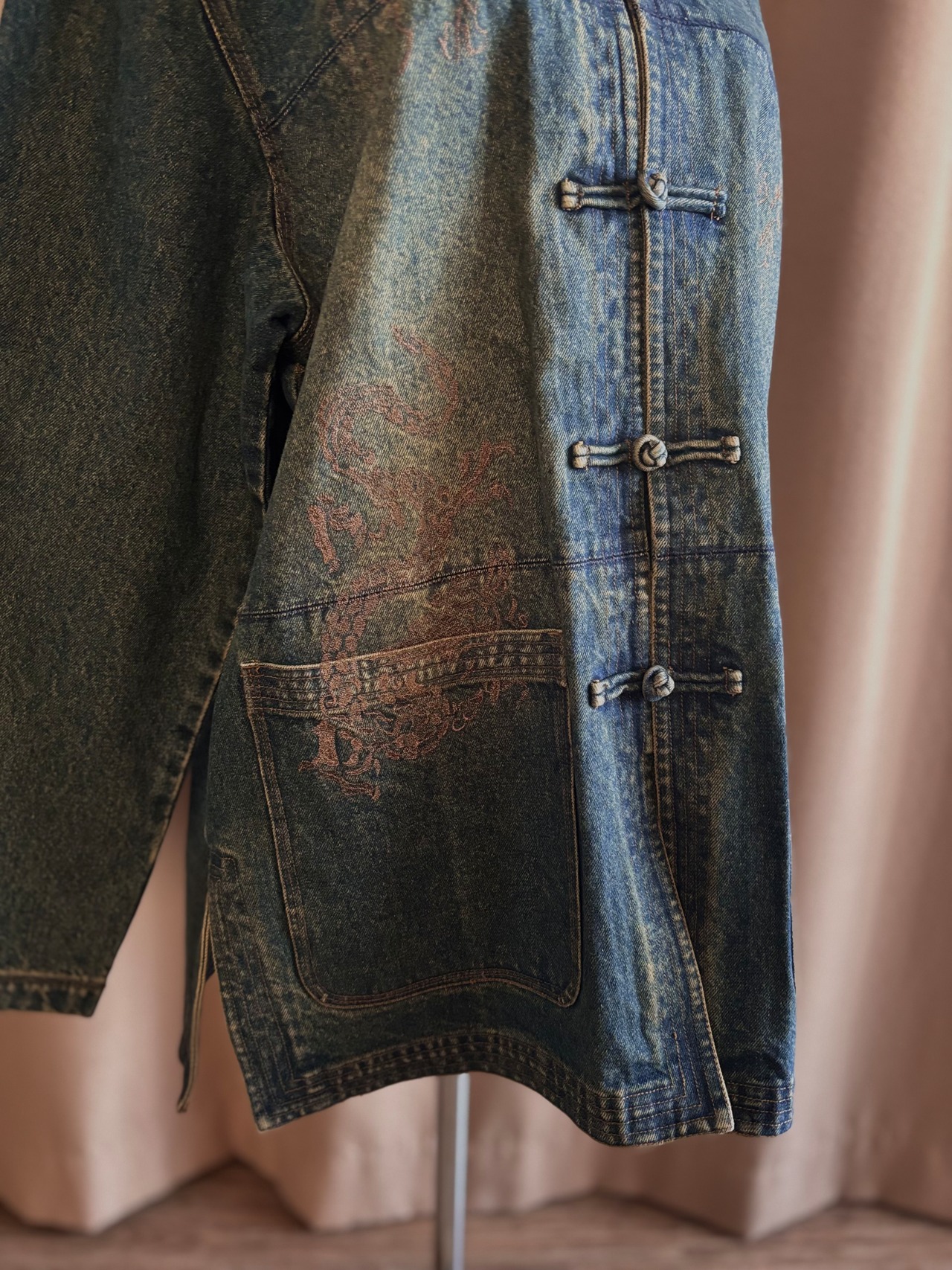 china button design denim jacket-5186-3