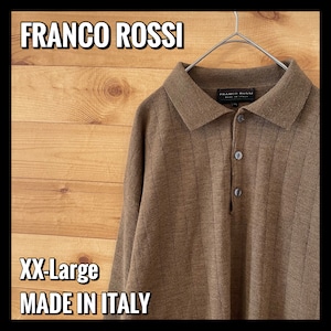 【FRANCOROSSI】イタリア製 薄手ニット 長袖ポロシャツ オーバーサイズ XXL EU古着 ヨーロッパ古着