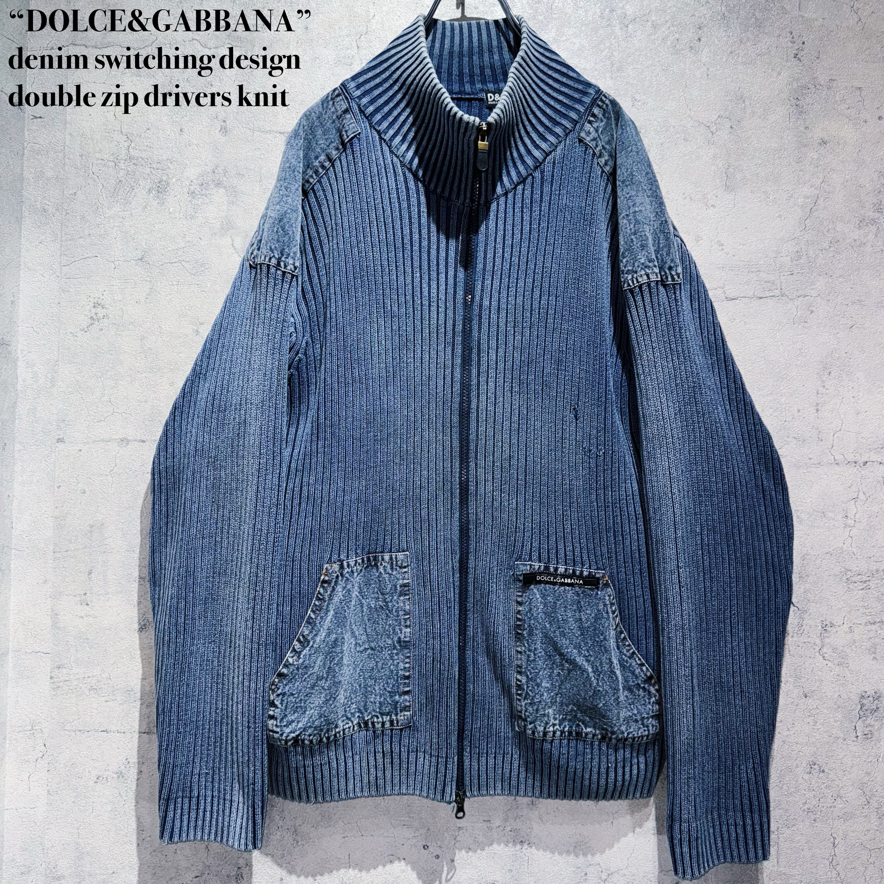 “DOLCE&GABBANA”denim switching design double zip drivers knit