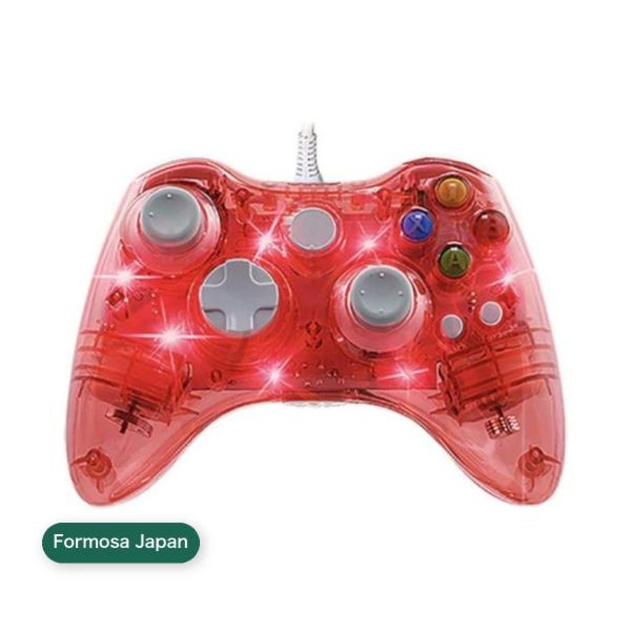 Formosa Japan Xbox 360 USB 有線 ゲームコントローラー Xbox360 対応 透明赤
