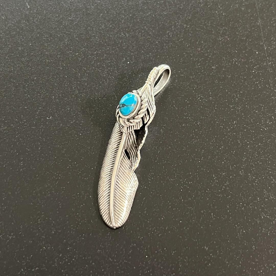 シルバー925 チャーム フェザー 羽 ターコイズ 17697 P00C19
