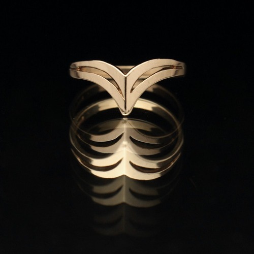 Vintage wishbone ring [Made in ENGLAND 1988s-] [375 - 9ct Gold] Wishbone Double Wave