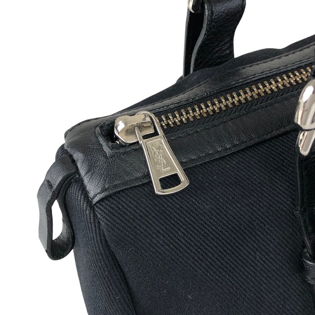 Yves Saint Laurent イヴ・サンローラン ハンドバッグ ブラック YSL キャンバス×レザー vintage ヴィンテージ オールド p825h3