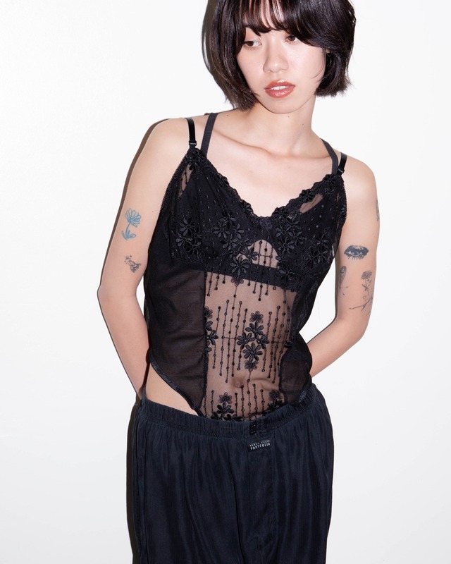 1990s tulle lace bodysuit