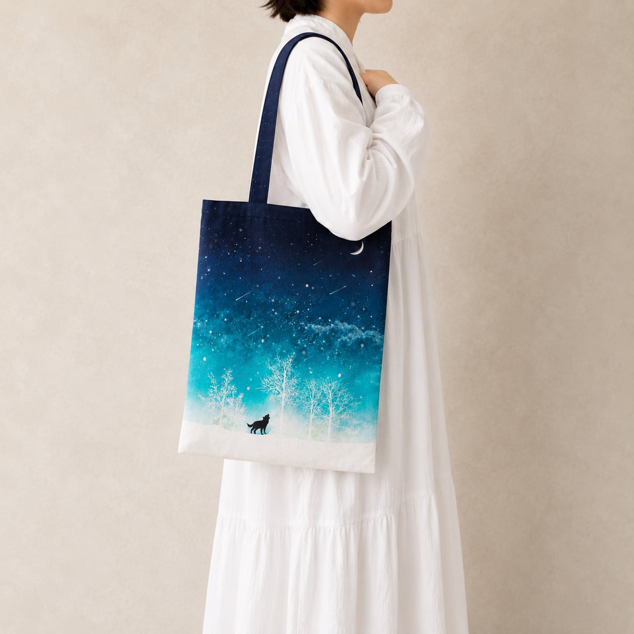 冬の星空・オオカミ トートバッグ エコバッグ