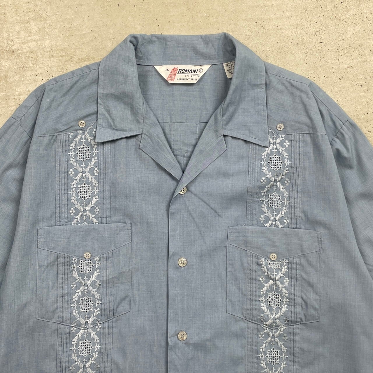 80年代 Romani キューバシャツ メキシカンシャツ 開襟 オープンカラー 
