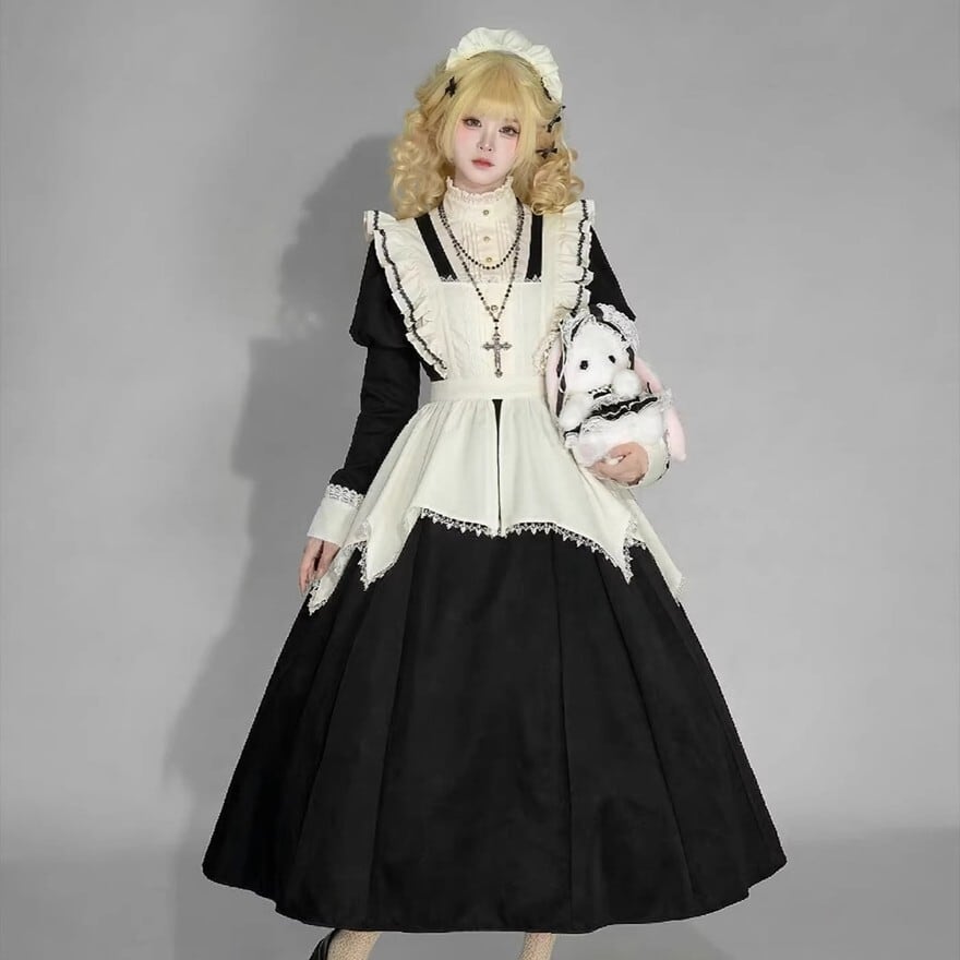 クラロリ メイドワンピ｜修道女風 ロングスカート コンカフェ制服