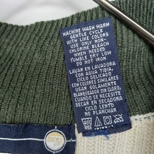 ハーフジップ　アクリルニット　セーター　畦編み　腕ライン　クリーム　L