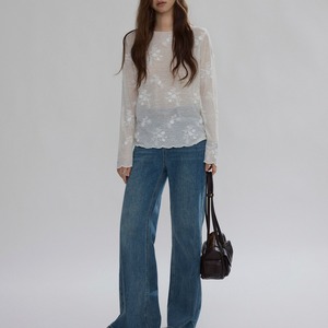 flower pattern sheer cut-and-sew  T0730