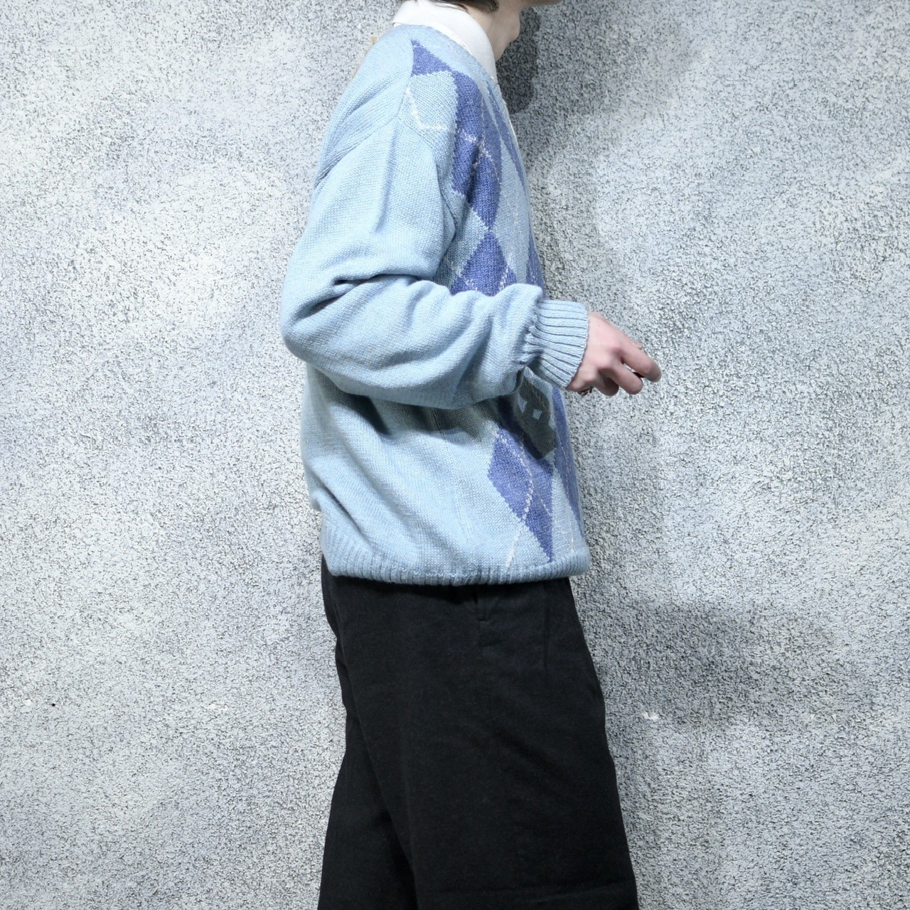 linen blend argyle knit