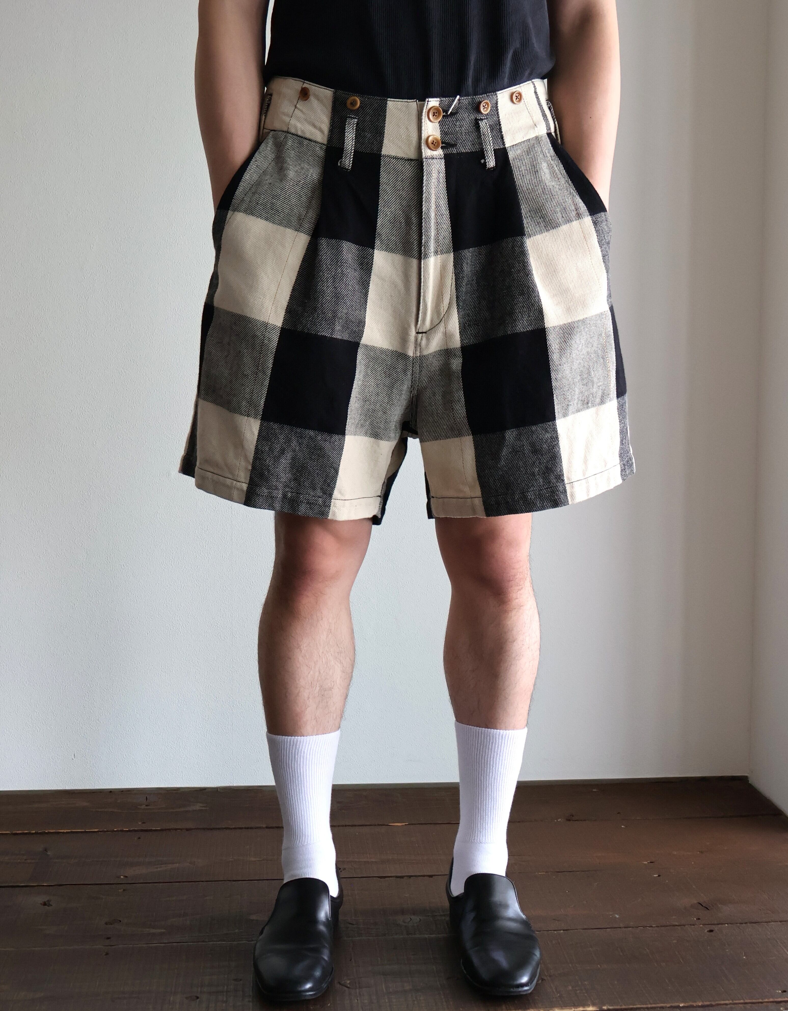 パンツ Gurank CHECKERED SHORTS Gurank “ Checkered shorts ( Black/White ) | H.inch/アッシュインチ