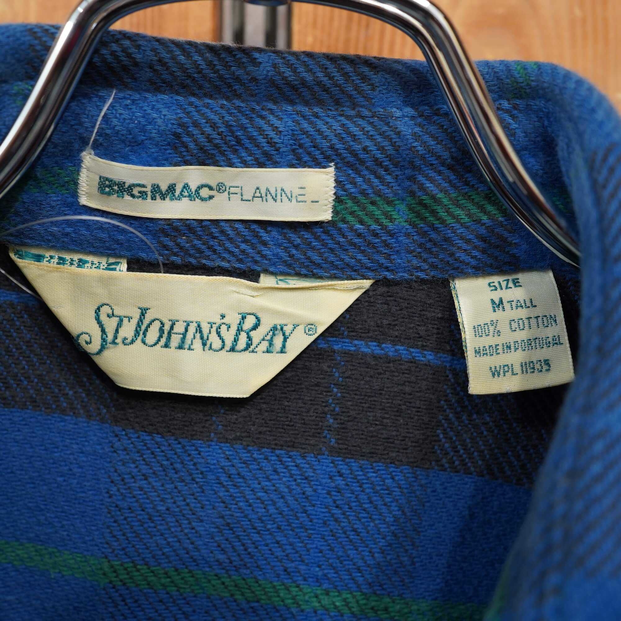 セントジョンズベイ ヘビーフランネルシャツ 青黒 USA製 STJOHNSBAY stjohn'sbay bigmac ヘビーフランネルシャツ M tall /セントジョンズ