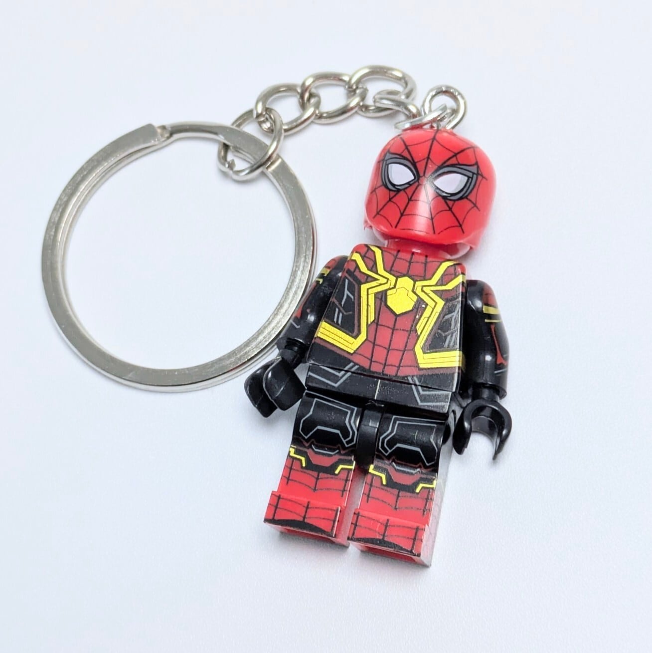 ♧★ブロックフィギュアキーホルダー★【 Spider-Man: No Way Home 】『 アイアン・スパイダースーツver. 』 X-MEN / MARVEL / アイアンマン〚アメリカン雑貨 アメトイ〛