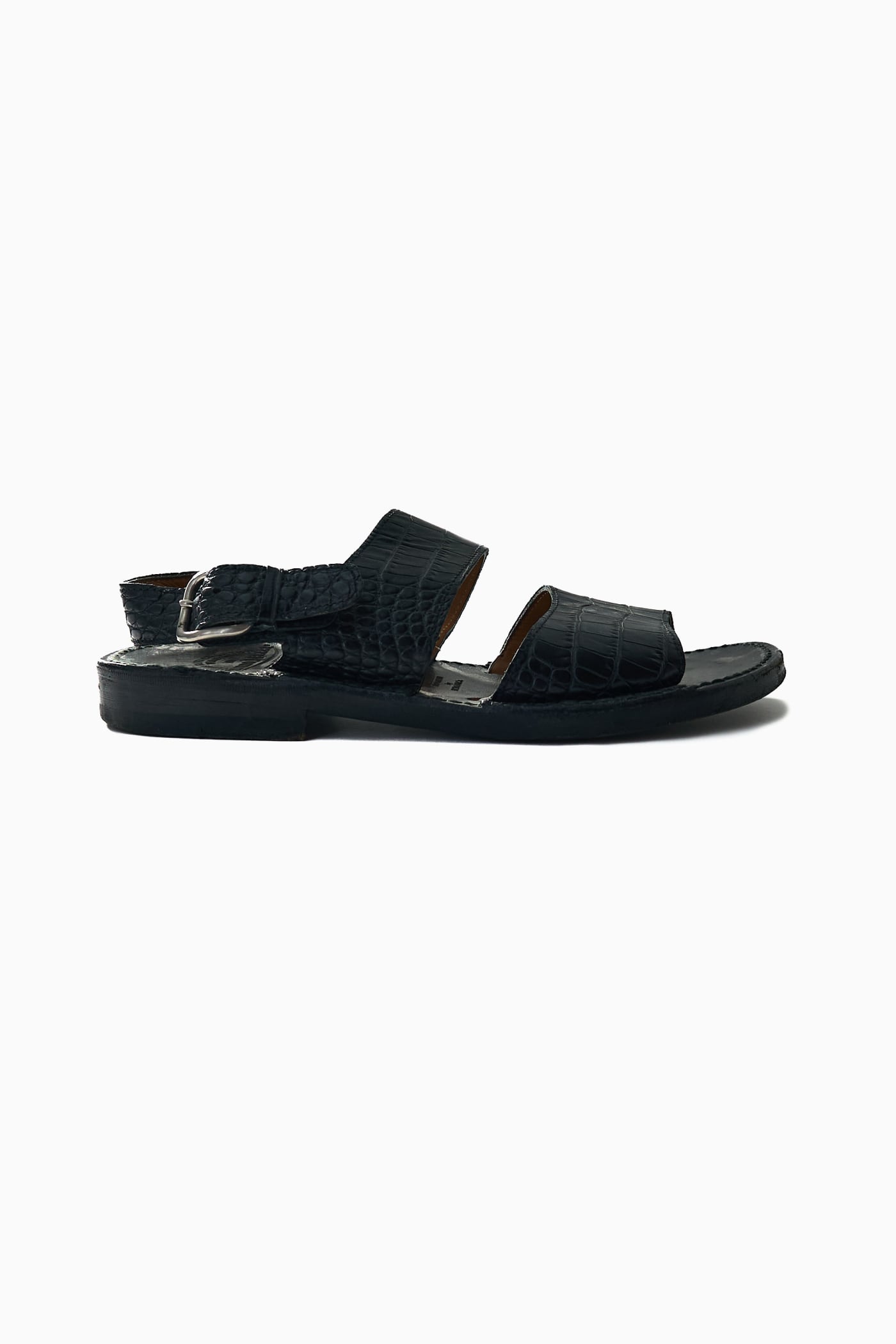 イタリア製】 Silvano Mazza LEATHER STRAP SANDALS BLACK FAUX