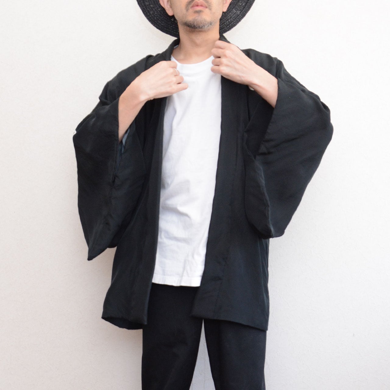 黒紋付羽織 五つ紋 正絹 羽裏 昭和 ジャパンヴィンテージ | 難波商店
