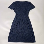 セットアップ Paul Stuart ポールスチュアート カシュクール ドット 半袖 ワンピース インナーキャミワンピース付き 8/ブラック×ブルー レディース