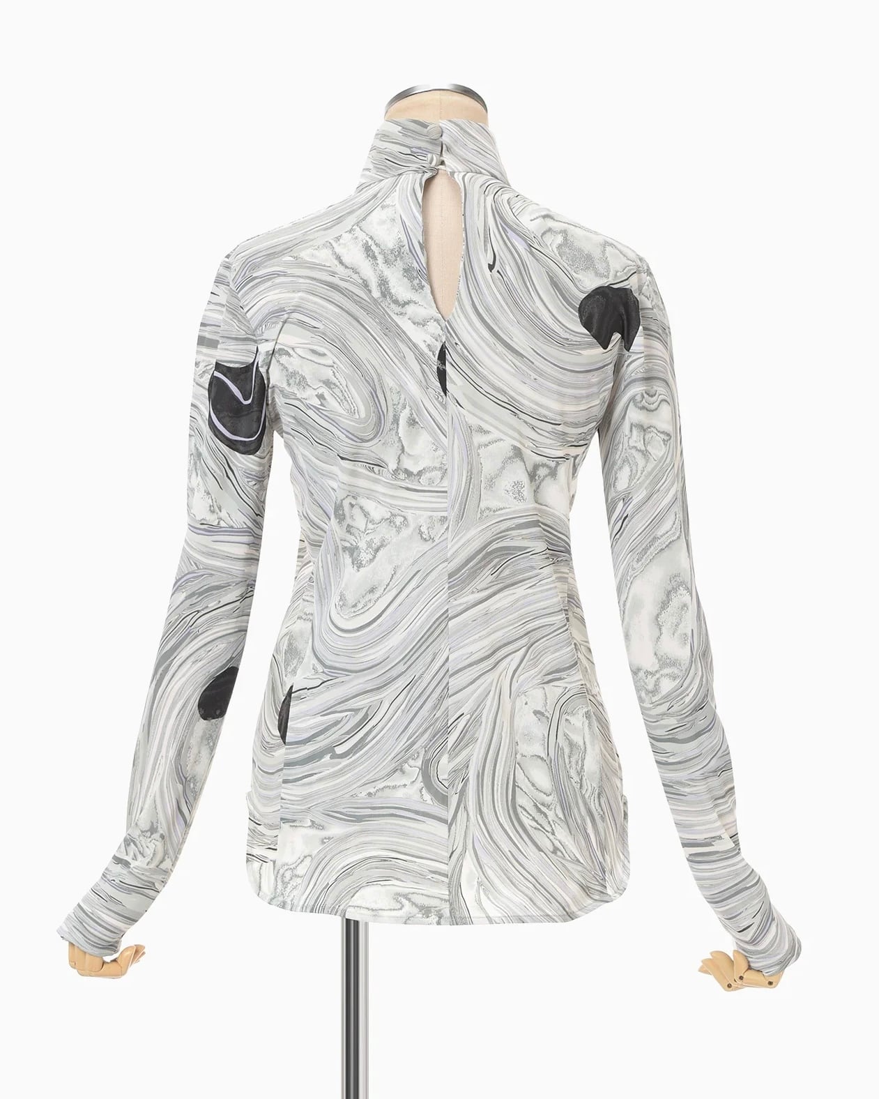 Mame Kurogouchi】Marble Print Jersey High Neck Top/grey | TOLMA.