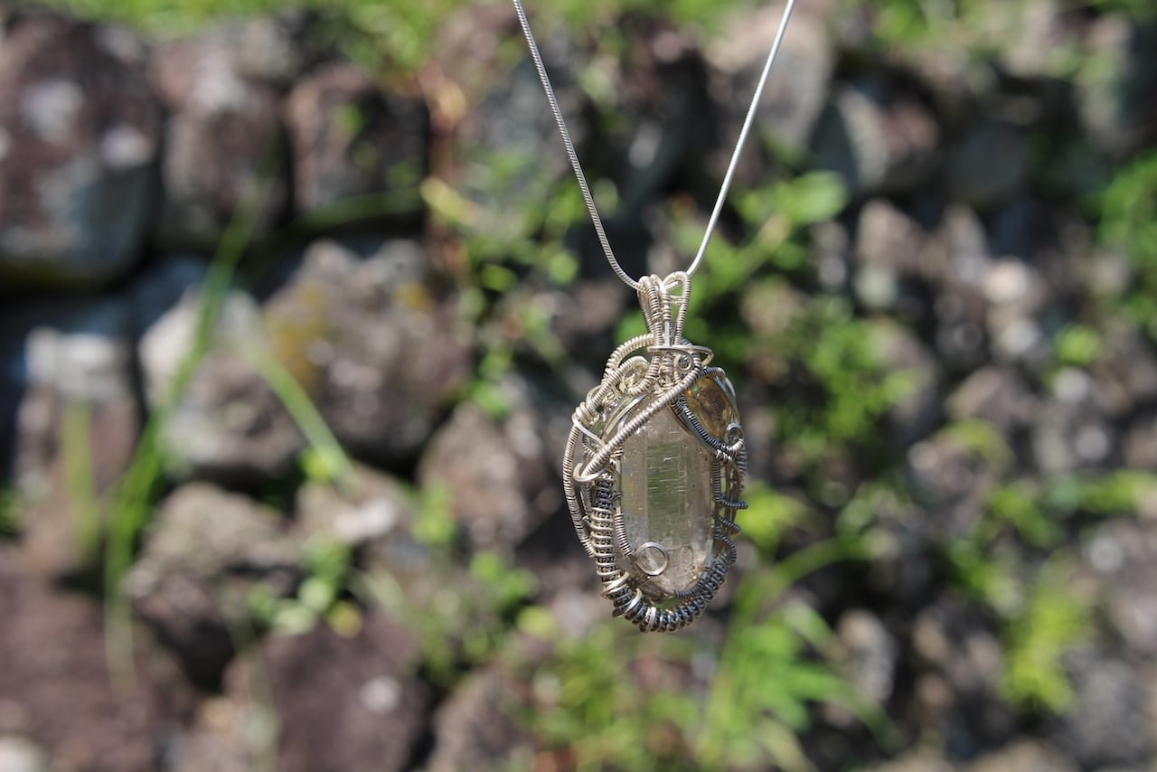 Ganesh himal Crystal & Crystal opal silver925 wirewrapping pendant