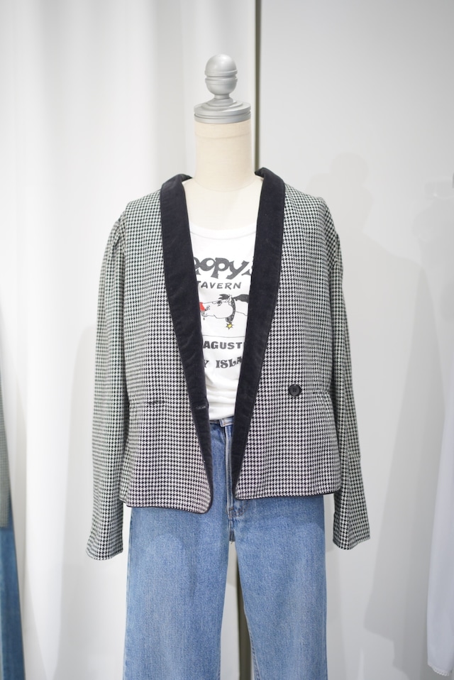 velours check puff jacket
