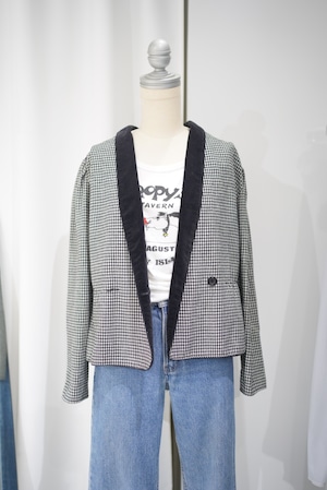 velours check puff jacket