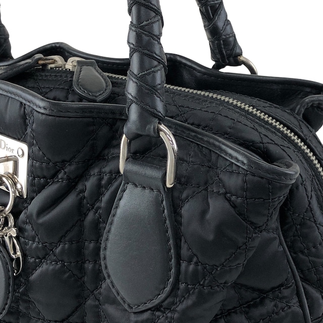 Christian Dior クリスチャン ディオール ラブリー カナージュ ハンドバッグ ブラック チャーム ナイロン vintage ヴィンテージ オールド sreacp