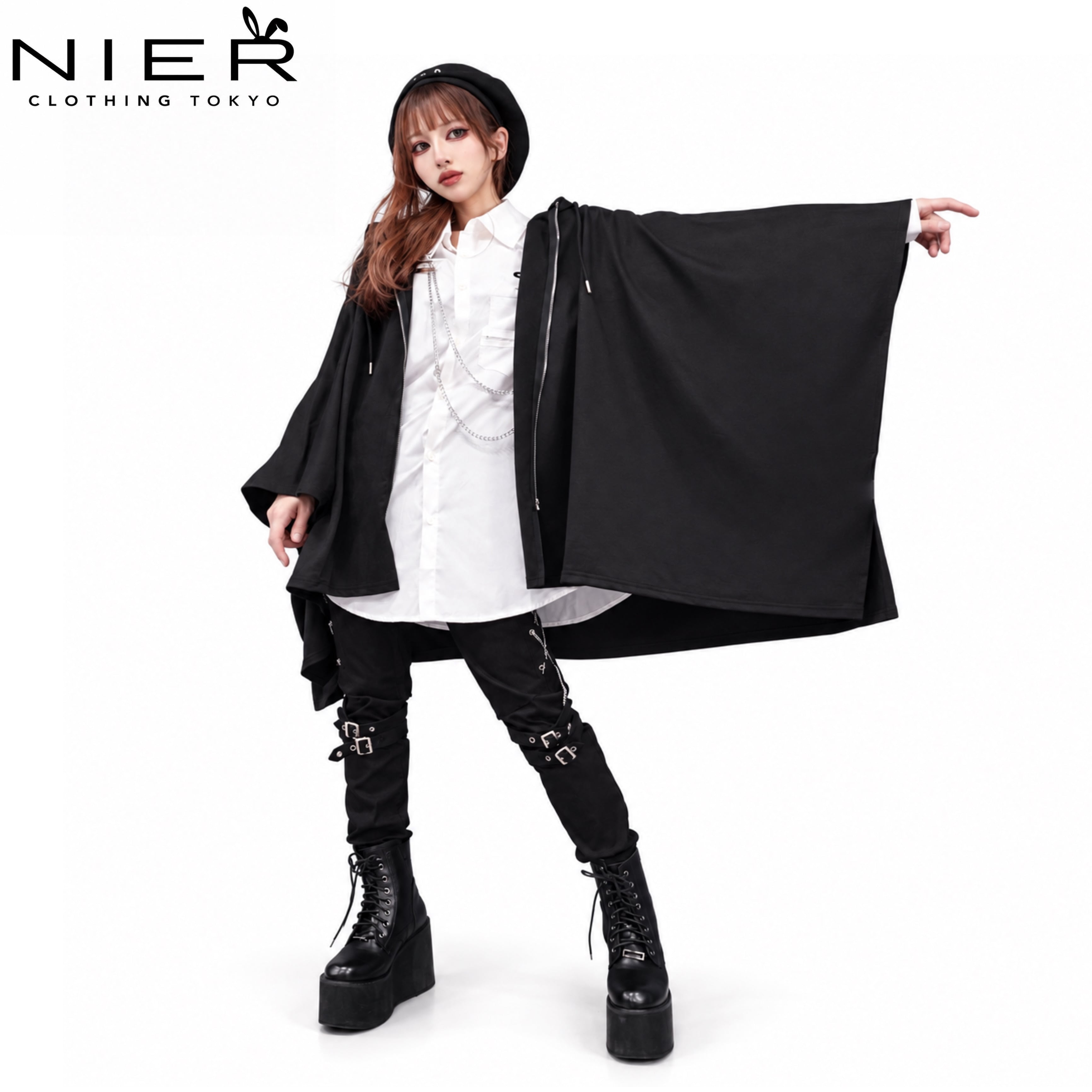先着39点限定MEGA大特価60％OFF】ポンチョ風BLACK ZIP OUTER | NIER