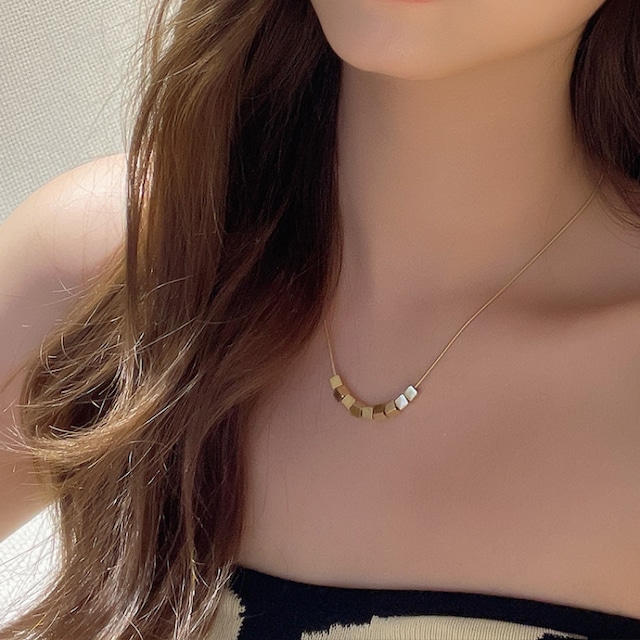 ゴールデンシュガーキューブネックレス (2Colors)　BM1374