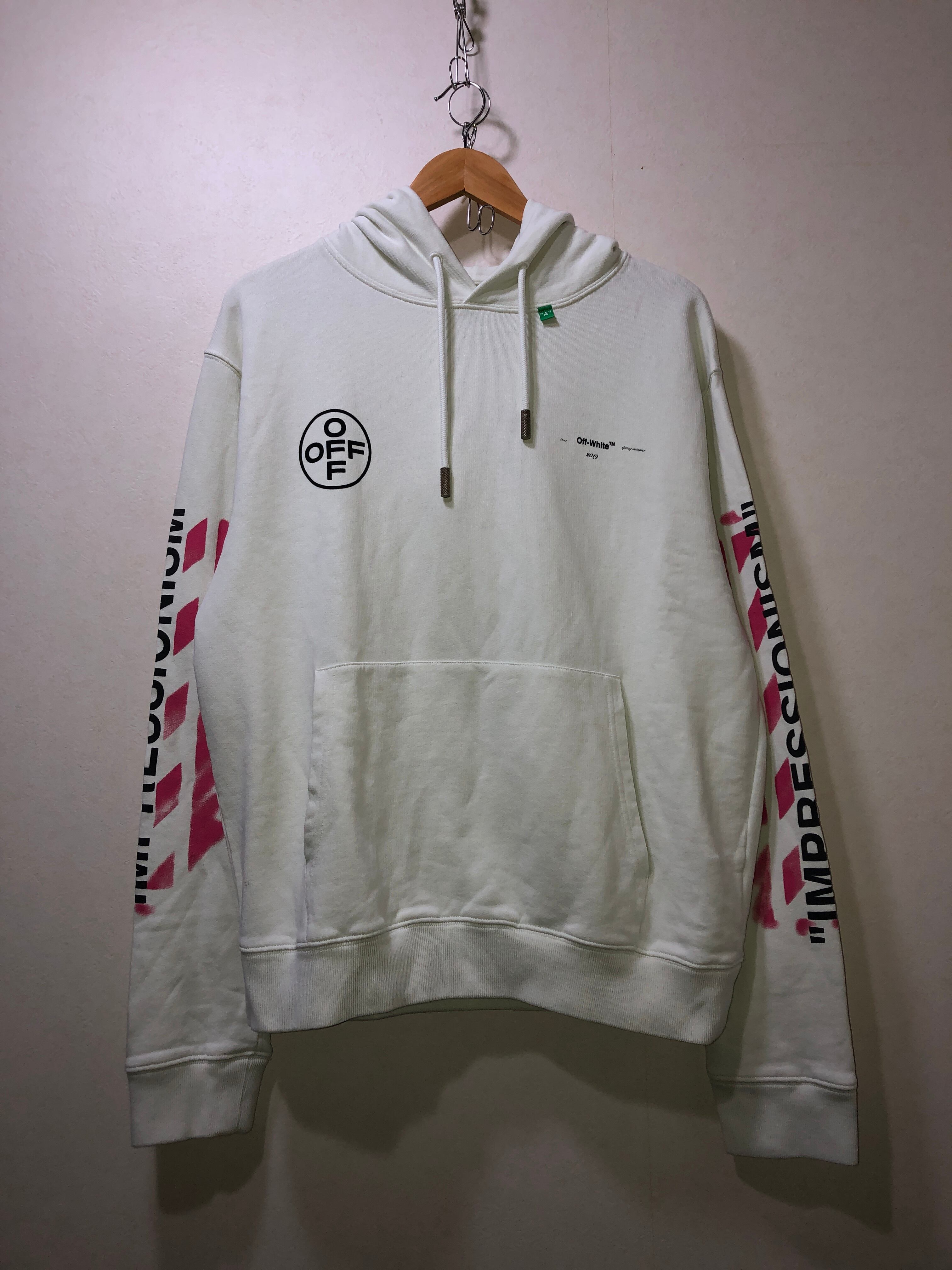 080250● OFF-WHITE DIAG STENCIL HOODIE L