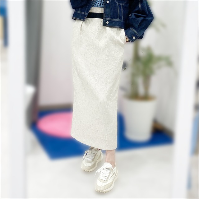 Lallia Mu (ラリアムー) エンボスタイトスカート 2611824 Off/Black