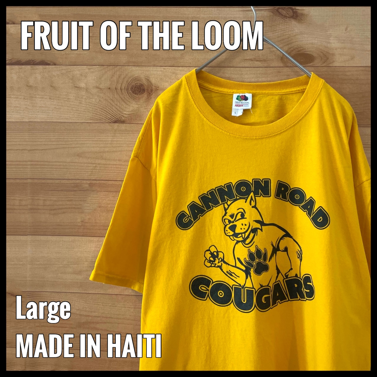 【FRUIT OF THE LOOM】イラスト CANNON ROAD アーチロゴ Tシャツ イラスト L US古着