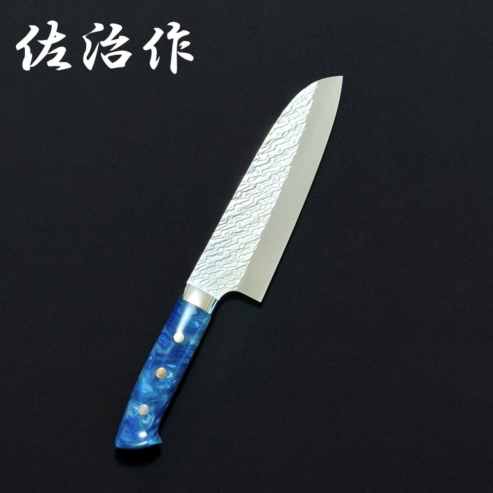 佐治作 包丁 牛刀 R2粉末ハイス ダマスカス 鏡面仕上げ 300mm 水牛