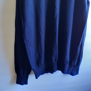 フレッドペリー　クルーネック　メリノウールセーター　ネイビー　ユーロ古着　M