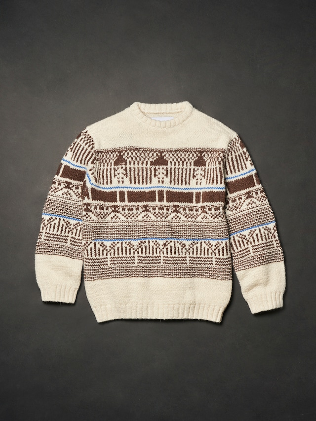 Roving alpaca wool Jacquard sweater for LR(Ivory)