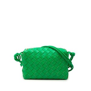 ボッテガヴェネタ イントレチャート ショルダーバッグ グリーン レザー レディース BOTTEGAVENETA 【中古】
